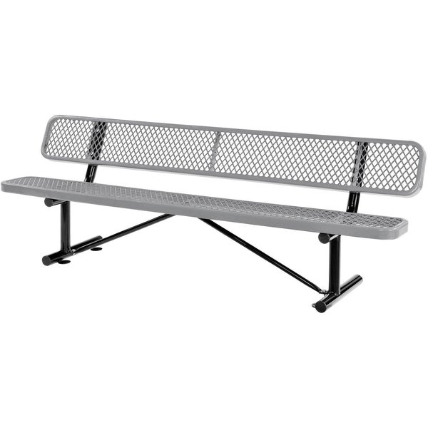 Global Industrial 96L Expanded Metal Mesh Bench w/Back Rest, Gray 277155GY